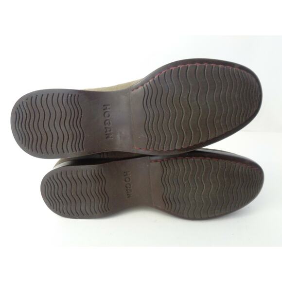 HOGAN WMNs EUR 36.5 US 6.5M 7M Taupe suede leather Pull on Riding Boots ITALY - Picture 9 of 9